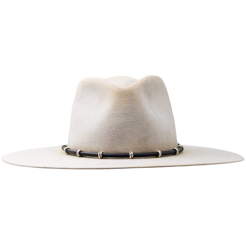 Black Leather Sterling Silver Beads Hat Band - Image 1