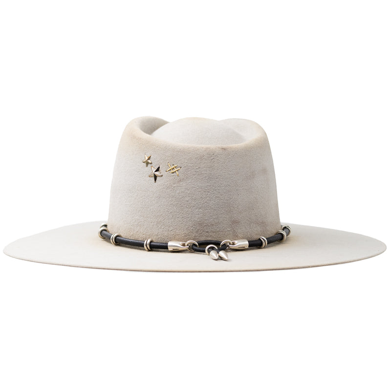 Black Leather Sterling Silver Beads Hat Band - Image 2