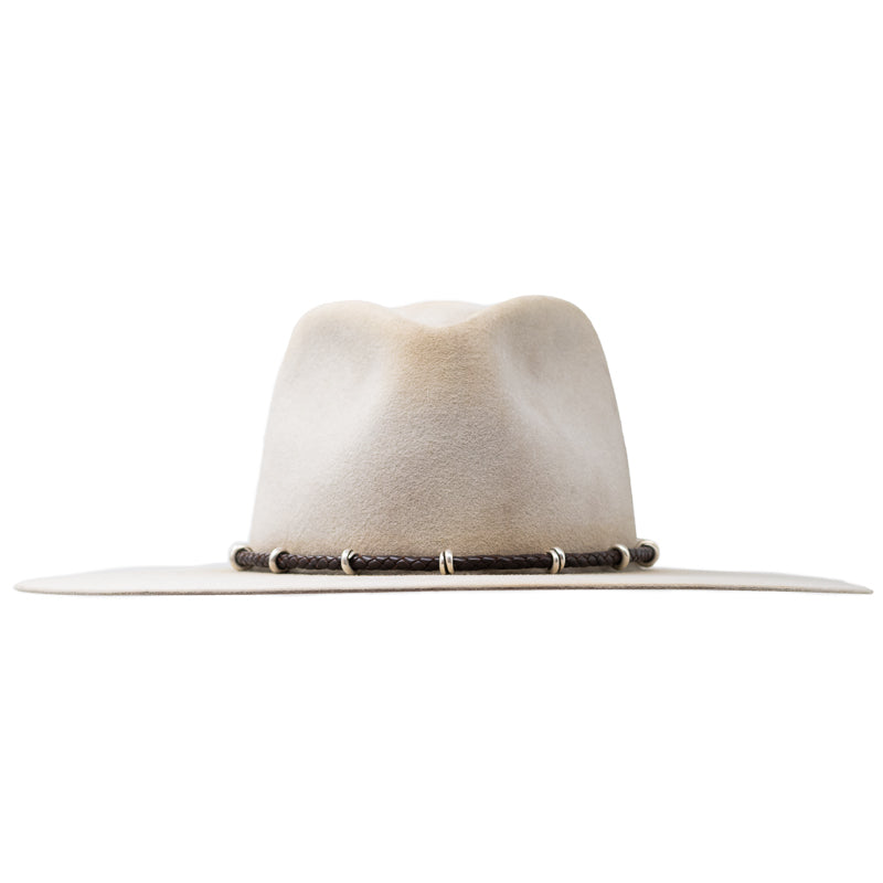 Dark Brown Braided Leather  Sterling Silver Beads Hat Band - Image 1