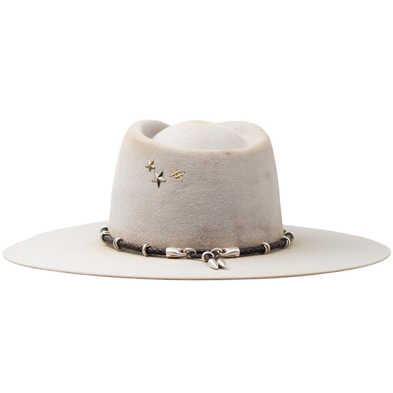 Dark Brown Braided Leather  Sterling Silver Beads Hat Band - Image 2