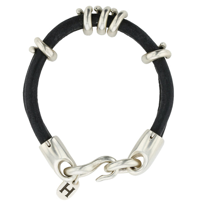 Black Double Leather Spiral Bracelet - Image 1