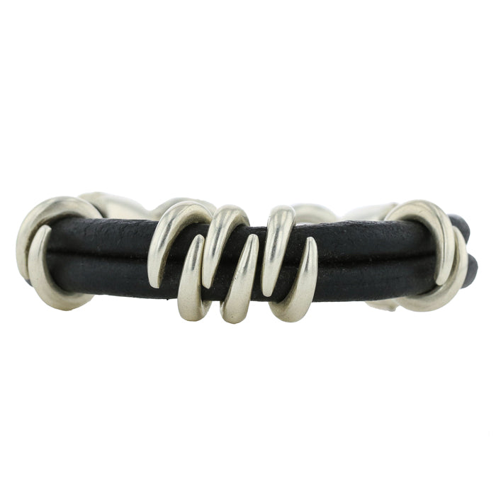 Black Double Leather Spiral Bracelet - Image 2