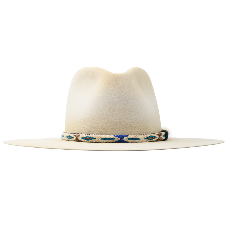 Cream & Turquoise Hitched Horsehair Hat Band - Image 1