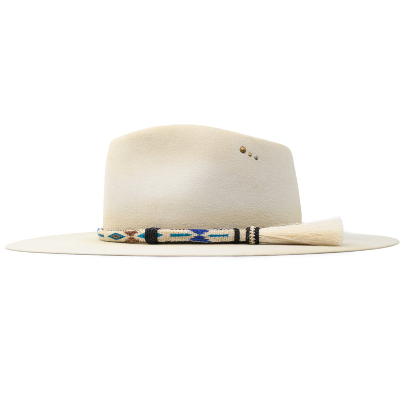 Cream & Turquoise Hitched Horsehair Hat Band - Image 2